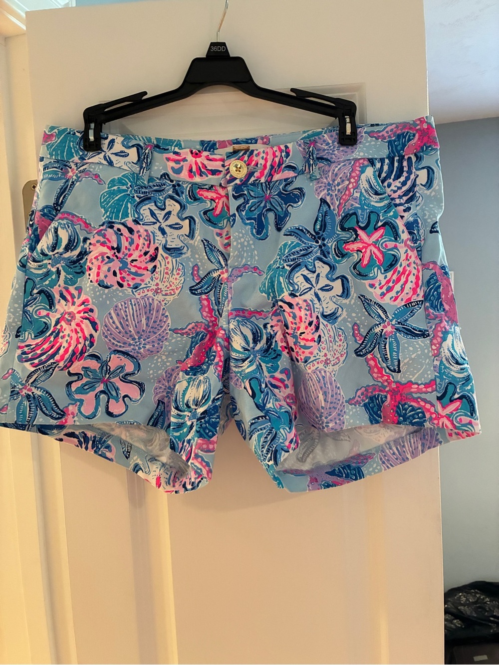 Lilly Pulitzer Pastel Blue Floral & Shell Print Shorts